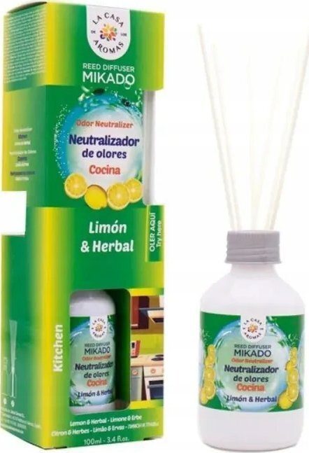 La Casa De Los Aromas Special Kitchen Odor Neutralizer Reed Diffuser Scent Sticks Lemon Herbs 100ml